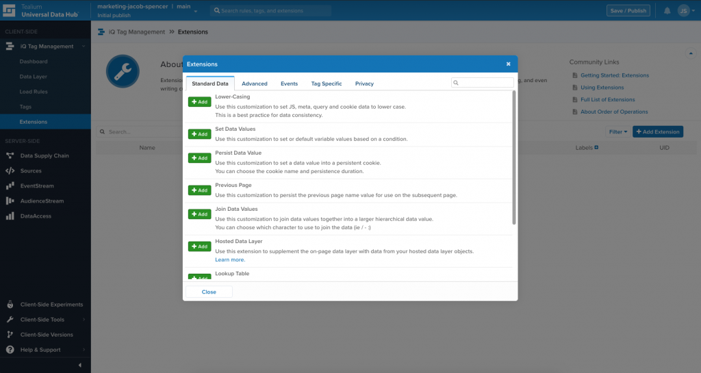 Tealium iQ Feature - Extensions