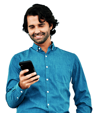 man holding cell phone